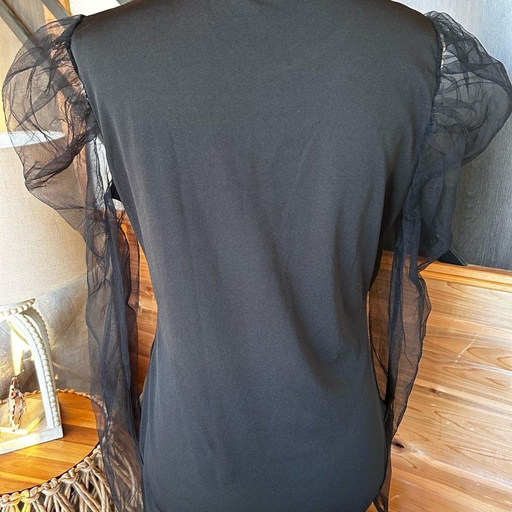 Elegant Black Sheer Sleeve bodysuit from SHEIN size Large - Picture 6 of 8